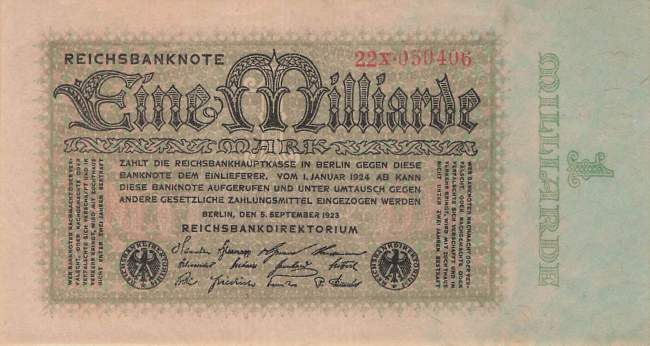 1 Milliarde Mark ro 111b X VF